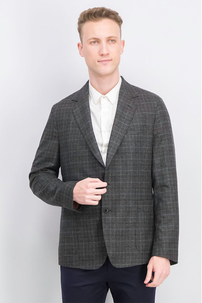 Paul Smith Men Tailord Fit Long Sleeve Suit Jacket, Charcoal - Image 1