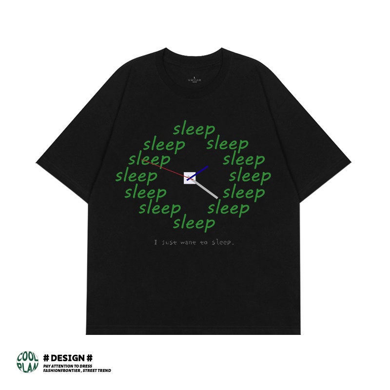 I just want to sleep relaxed, designer fun time print niche heavy men's and women's summer short-sleeved T-shirts - Image 3
