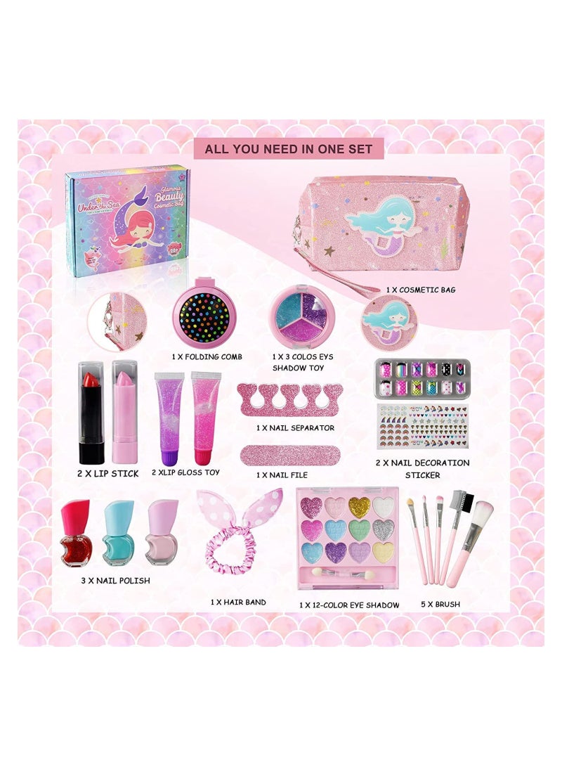 21 pcs Kids Make up Kit for Girls Play Make up for Toddlers Princess Cosmetics Bag Dress Up &Pretend Play Make up Toys for 3 4 5 6 7 8 Year Old Girls Gifts for Birthday - Image 5