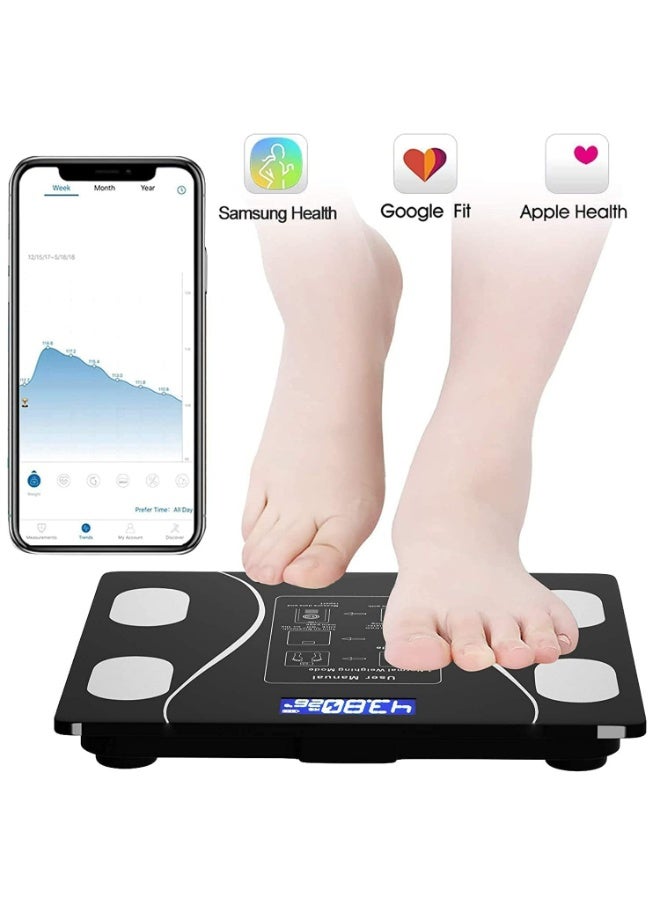 دينكس ميزان رقمي ذكي بلوتوث مع تطبيق، ميزان وزن الجسم مع تتبع BMI، قابل للشحن USB، زجاج مقوى، دقة عالية، ميزان حمام للياقة المنزلية DX1717 - Image 5