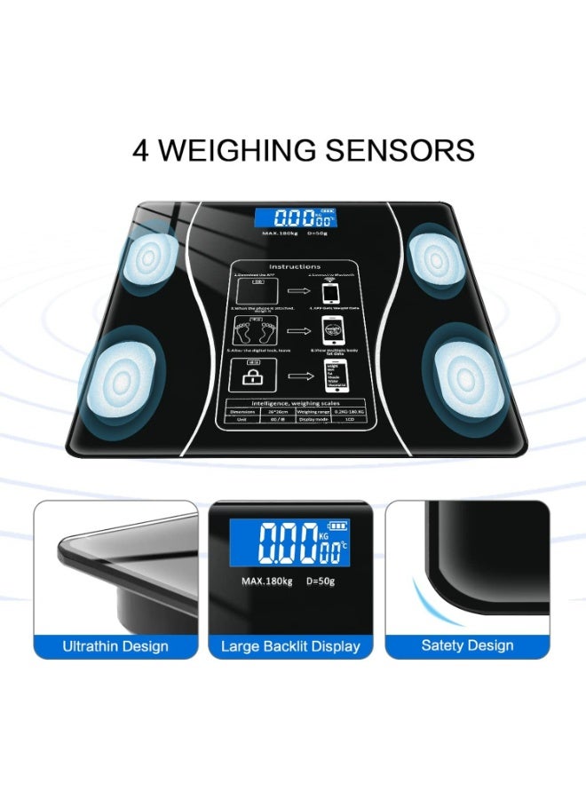 دينكس ميزان رقمي ذكي بلوتوث مع تطبيق، ميزان وزن الجسم مع تتبع BMI، قابل للشحن USB، زجاج مقوى، دقة عالية، ميزان حمام للياقة المنزلية DX1717 - Image 4