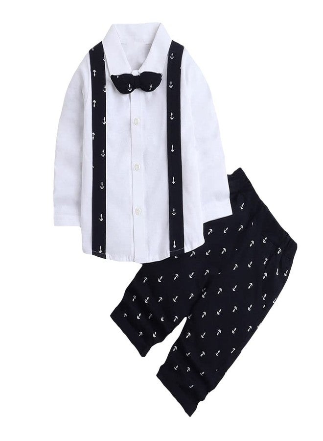 Hopscotch Cotton Boys Graphic Printed Shirtpant Set In Navy Color For Ages 0-6 Months - Image 1