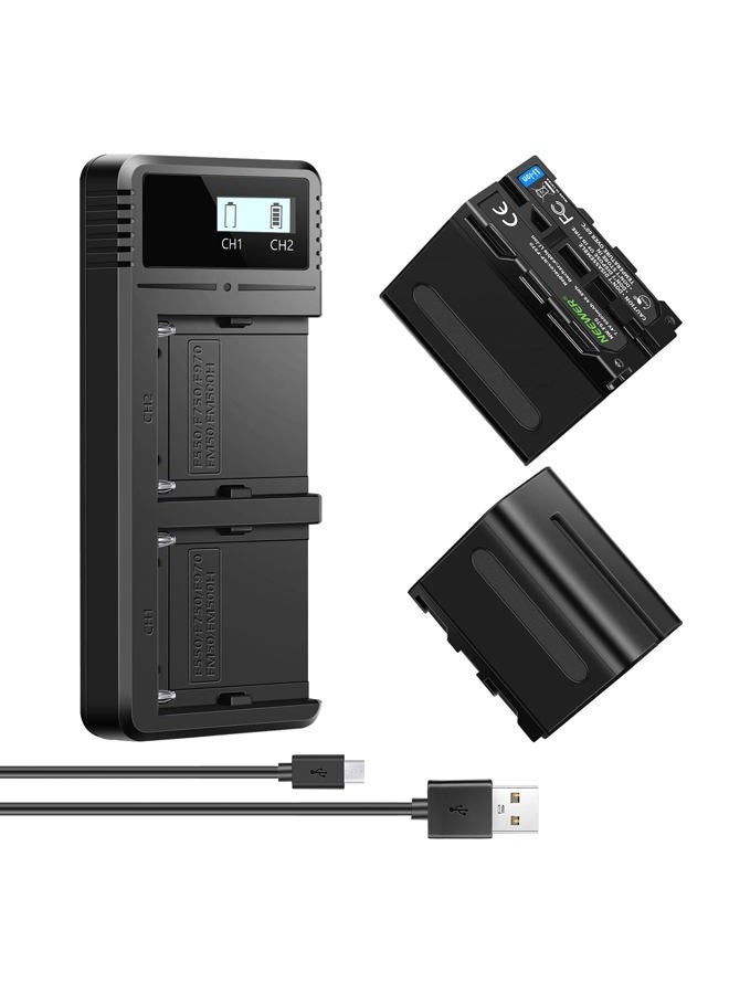 Neewer Dual USB Fast Charger with 2 x 6600mAh NP-F970 Replacement Batteries, Compatible with Sony NP-F970 NP-F960 NP-F950 NP-F930 NP-F570 NP-F550 NP-F530 NP-F330 Battery and Sony Handycam - Image 4