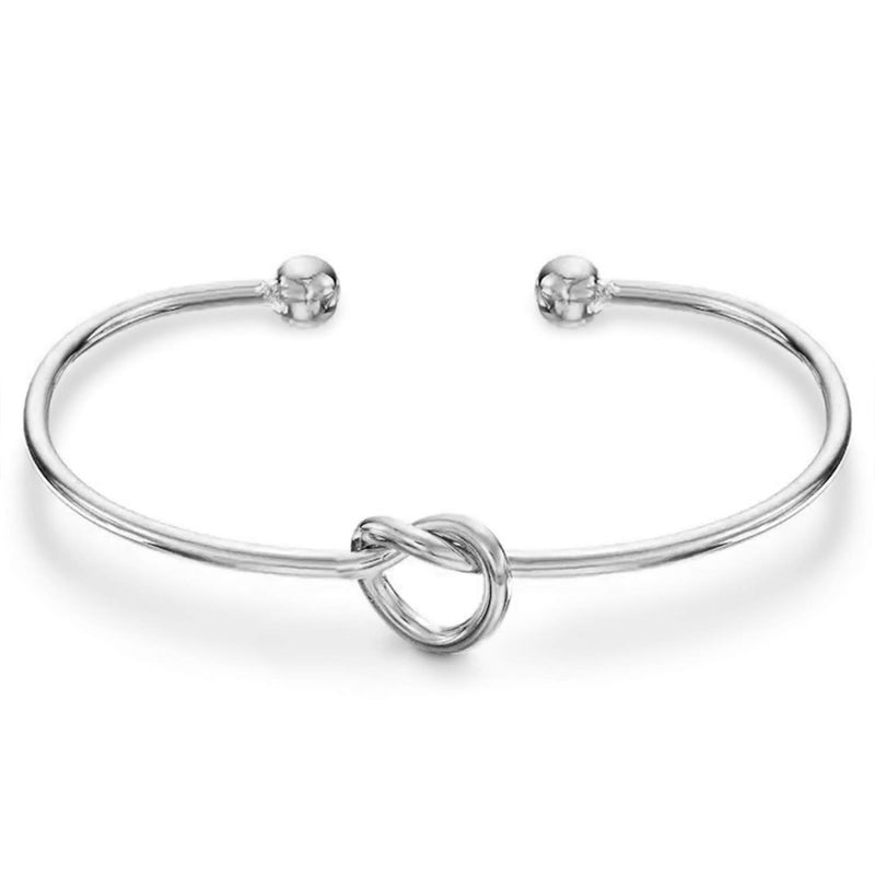 PAVOI 14K Gold Plated Forever Love Knot Infinity Bangle Bracelets for Women | Adjustable White Gold Bracelet - Image 1