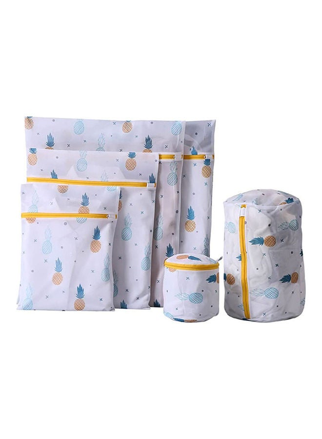 6 قطع من أكياس الغسيل الشبكية القابلة لإعادة الاستخدام للملابس الشهية مع سحاب ممتاز وطبعات أناناس متعدد الألوان 30 x 20 x 6سم - Image 1