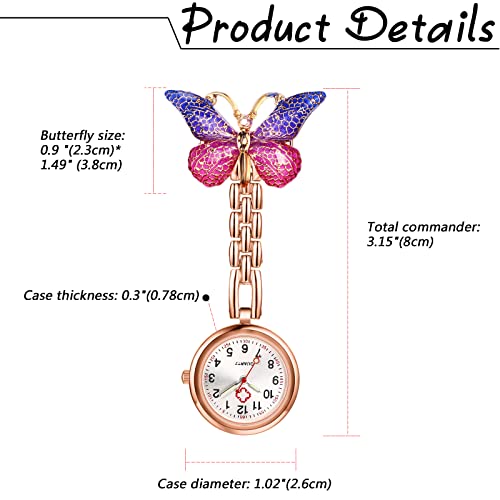 Lancardo Women Butterfly Brooch Nurse Watch Pin-On with Secondhand Stethoscope Lapel Fob Pocket Badge Watches for Doctor Nurse Easy to Read - Image 4