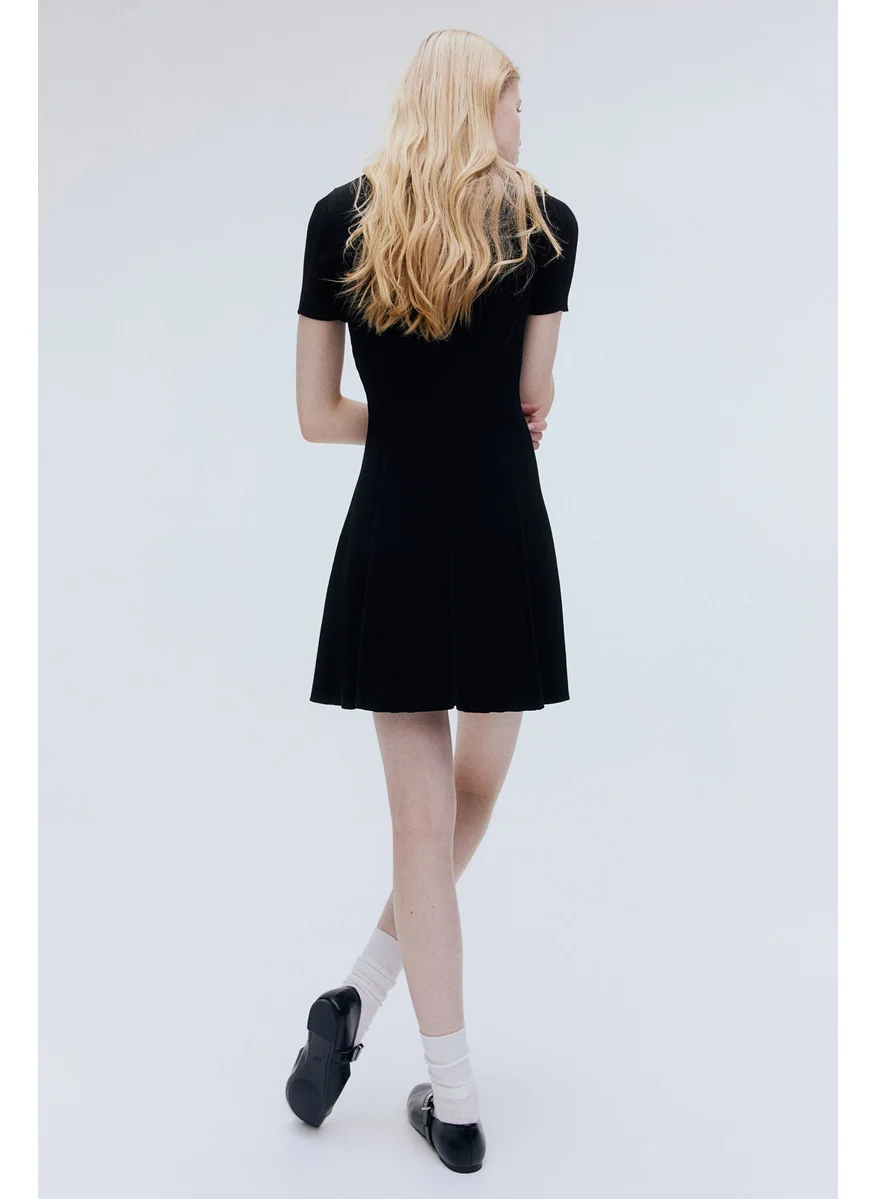 H&M Rib-Knit Flared-Skirt Dress