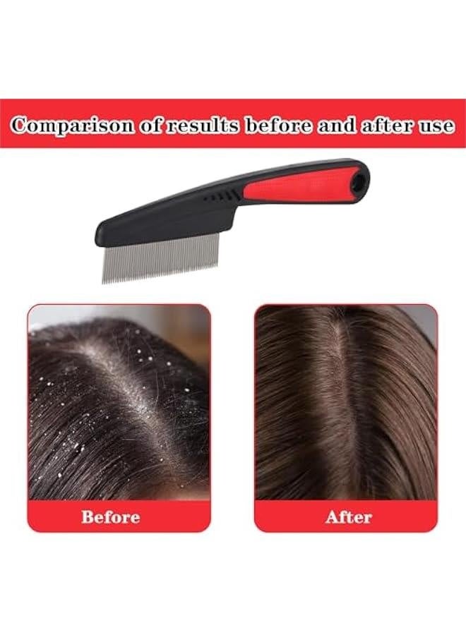 Stainless Steel Dandruff Comb, Wide Fine Tooth Hair Lice Combs High Strength Professional Scalp Care Tool Multifunctional Anti Static Pintail Comb for Women Men Adults Home Salon Pet Supplies - Image 3