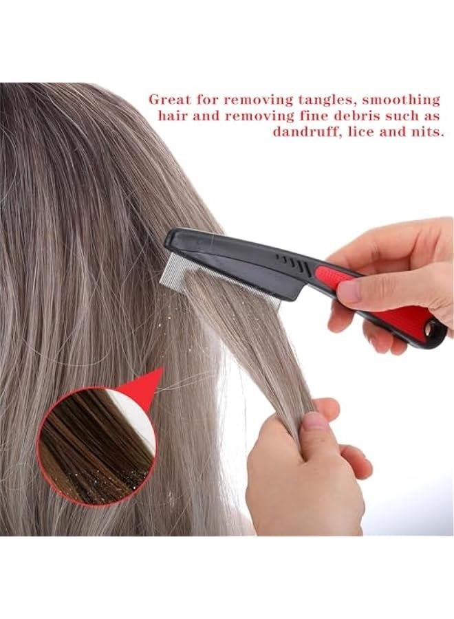 Stainless Steel Dandruff Comb, Wide Fine Tooth Hair Lice Combs High Strength Professional Scalp Care Tool Multifunctional Anti Static Pintail Comb for Women Men Adults Home Salon Pet Supplies - Image 2