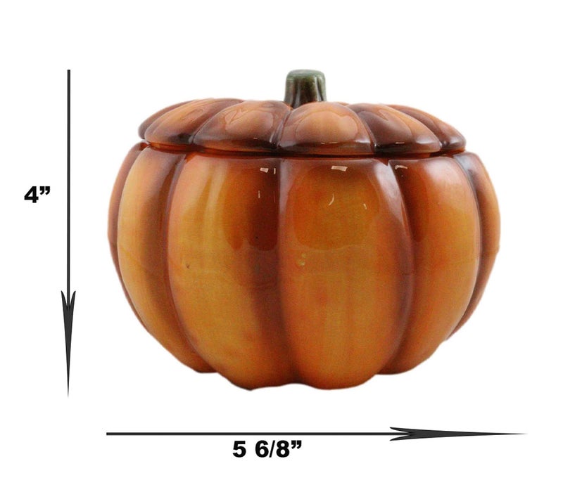 Ebros Gift Ebros 6" Diameter Home And Kitchen Gourmet Vegetable Pumpkin Soup Or Dessert Bowl With Lid Ceramic Decor Dinnerware For Halloween Pumpkins Party Accent (1) - Image 3