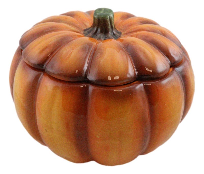 Ebros Gift Ebros 6" Diameter Home And Kitchen Gourmet Vegetable Pumpkin Soup Or Dessert Bowl With Lid Ceramic Decor Dinnerware For Halloween Pumpkins Party Accent (1) - Image 1