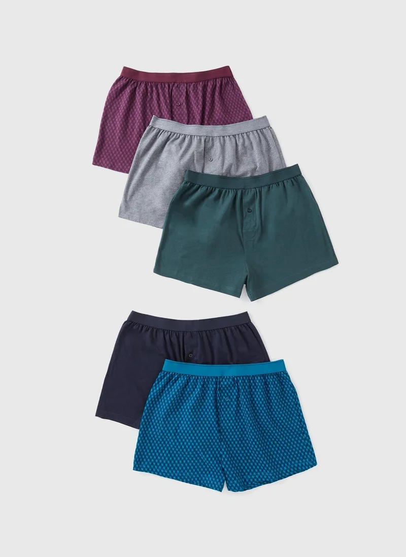 Matalan 5 Pack Multicolour Geo Loose Fit Boxers