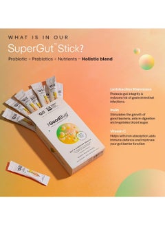 علة جيدة Gut Balance SuperGut Stick لصحة الأمعاء، والهضم القوي والبروبيوتيك المناعي، والإينولين مع فيتامين C للرجال والنساء - حزمة 15 يومًا  - Image 4