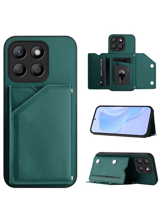 اس-توب جراب هاتف Honor X8b Global Skin Feel بأربعة فتحات للبطاقات مع حزام معصم - Image 1