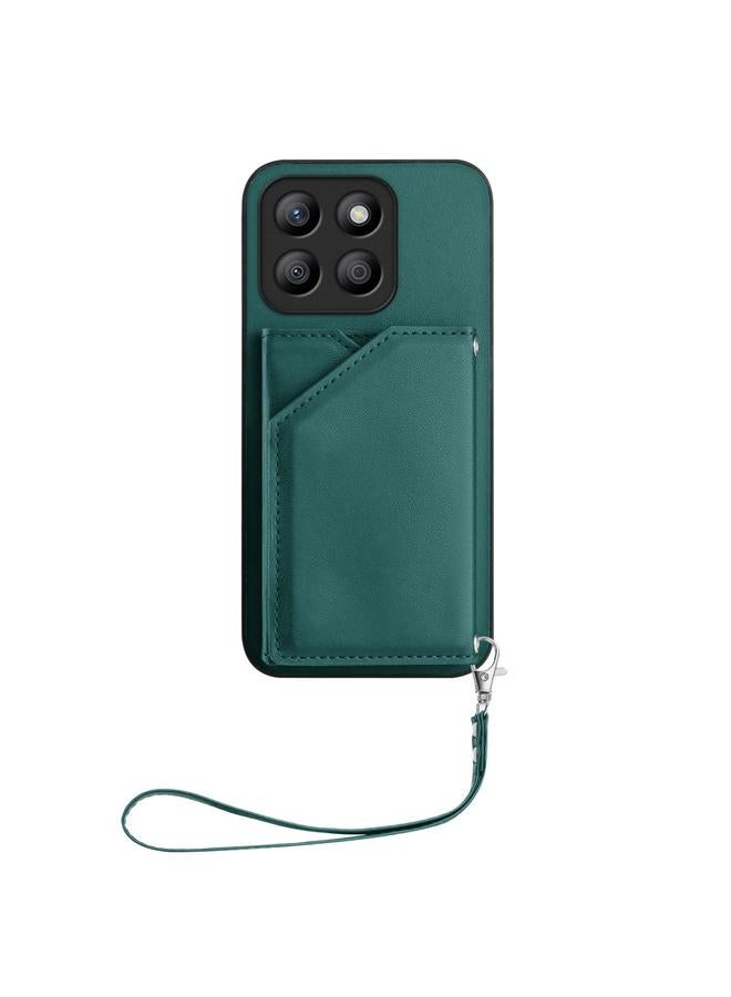 اس-توب جراب هاتف Honor X8b Global Skin Feel بأربعة فتحات للبطاقات مع حزام معصم - Image 2