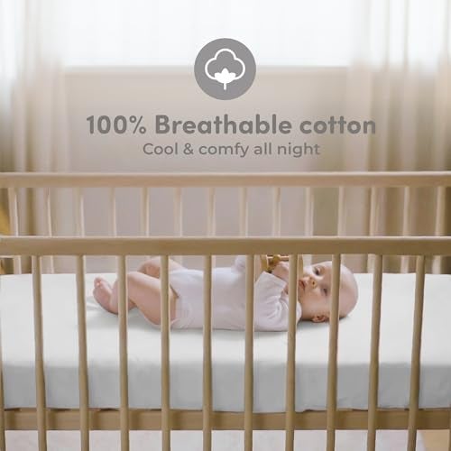 Sweety Fox Cotton Crib Sheets 2 Pack – Sweety Fox Mini Fitted Sheets for Baby Boys and Girls, Soft Jersey Knit for Crib or Toddler Bed, White - Image 3
