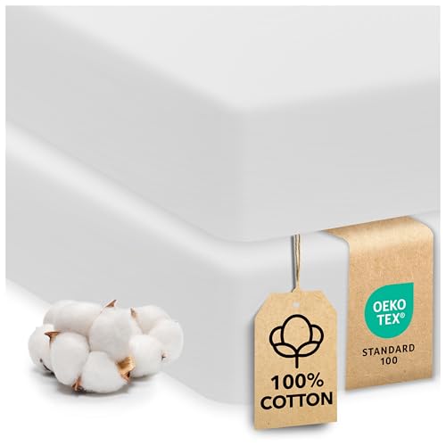 Sweety Fox Cotton Crib Sheets 2 Pack – Sweety Fox Mini Fitted Sheets for Baby Boys and Girls, Soft Jersey Knit for Crib or Toddler Bed, White - Image 2