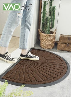 VAOdo Half Round Door Mat Simple Homestyle Non-Slip Half Circle Rug with Weeping Holes Durable Half Circle Door Mat Beveled Boho Door Mat for Entryway Patio Garage Bathroom 60*90CM  - Image 4