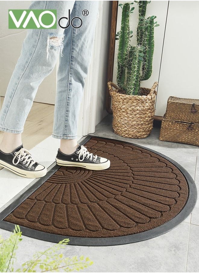 VAOdo Half Round Door Mat Simple Homestyle Non-Slip Half Circle Rug with Weeping Holes Durable Half Circle Door Mat Beveled Boho Door Mat for Entryway Patio Garage Bathroom 60*90CM  - Image 4