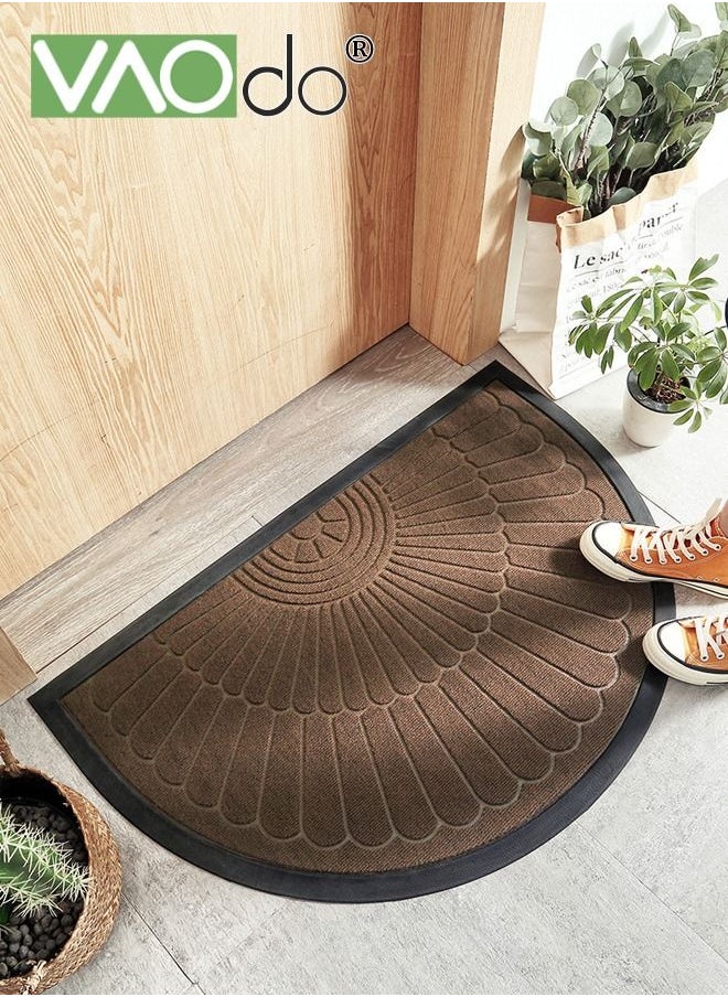 VAOdo Half Round Door Mat Simple Homestyle Non-Slip Half Circle Rug with Weeping Holes Durable Half Circle Door Mat Beveled Boho Door Mat for Entryway Patio Garage Bathroom 60*90CM  - Image 1