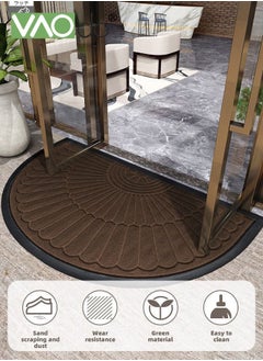 VAOdo Half Round Door Mat Simple Homestyle Non-Slip Half Circle Rug with Weeping Holes Durable Half Circle Door Mat Beveled Boho Door Mat for Entryway Patio Garage Bathroom 60*90CM  - Image 3