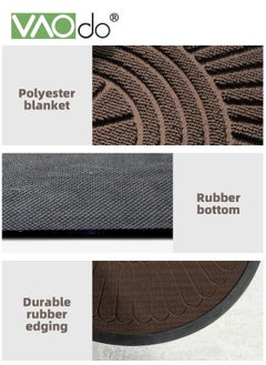 VAOdo Half Round Door Mat Simple Homestyle Non-Slip Half Circle Rug with Weeping Holes Durable Half Circle Door Mat Beveled Boho Door Mat for Entryway Patio Garage Bathroom 60*90CM  - Image 5