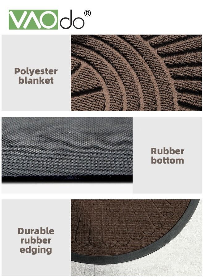 VAOdo Half Round Door Mat Simple Homestyle Non-Slip Half Circle Rug with Weeping Holes Durable Half Circle Door Mat Beveled Boho Door Mat for Entryway Patio Garage Bathroom 60*90CM  - Image 5