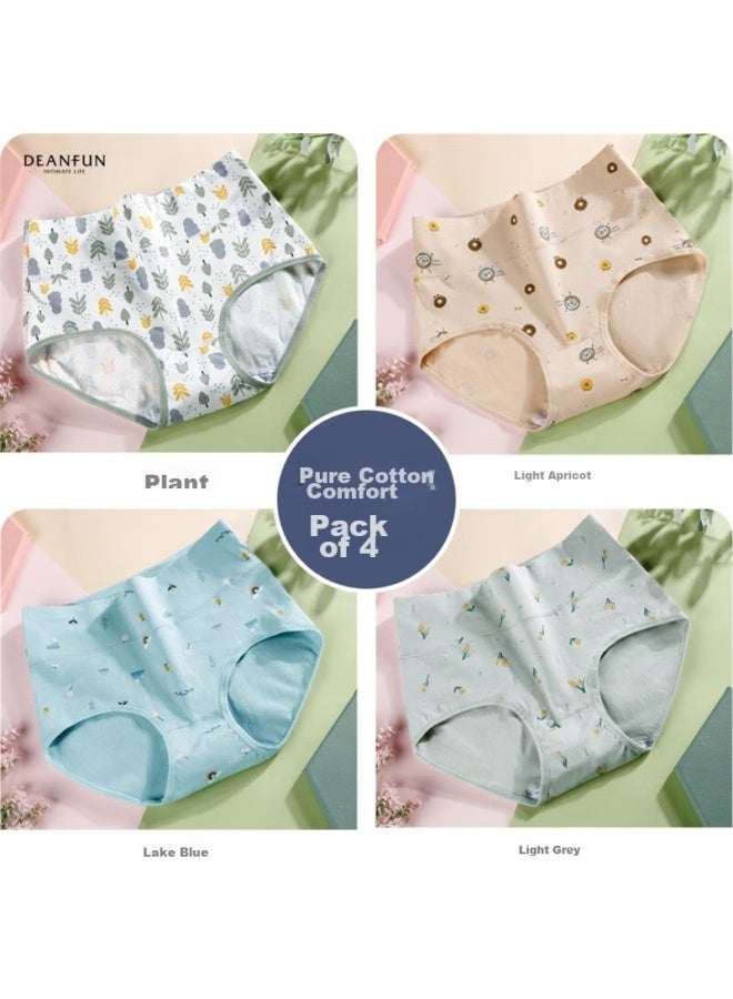 Deanfun Women's Underwear, 95% Cotton, Printed, Mid To High Waist, Tummy Control, Women's Boyshorts, 4-pack Gift Box, Size L - Image 1