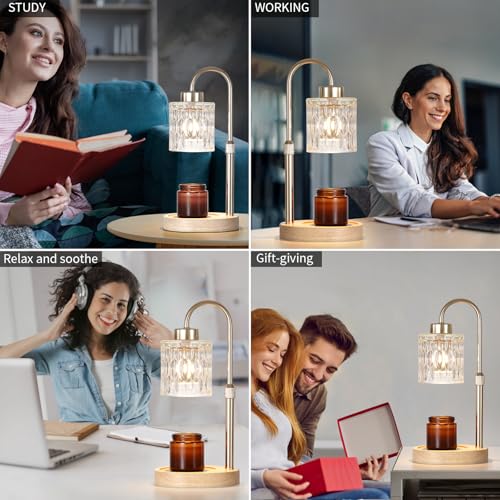 MEIXISUE Gold Candle Warmer Lamp with Dimmer and Timer,Home Decor Lamp for Scented Jar,Electric Wax Melt Warmer,Mother's Day/Birthday/Christmas Gifts for Mom/Wife,Adjustable Height,with 2 Bulbs - Image 5
