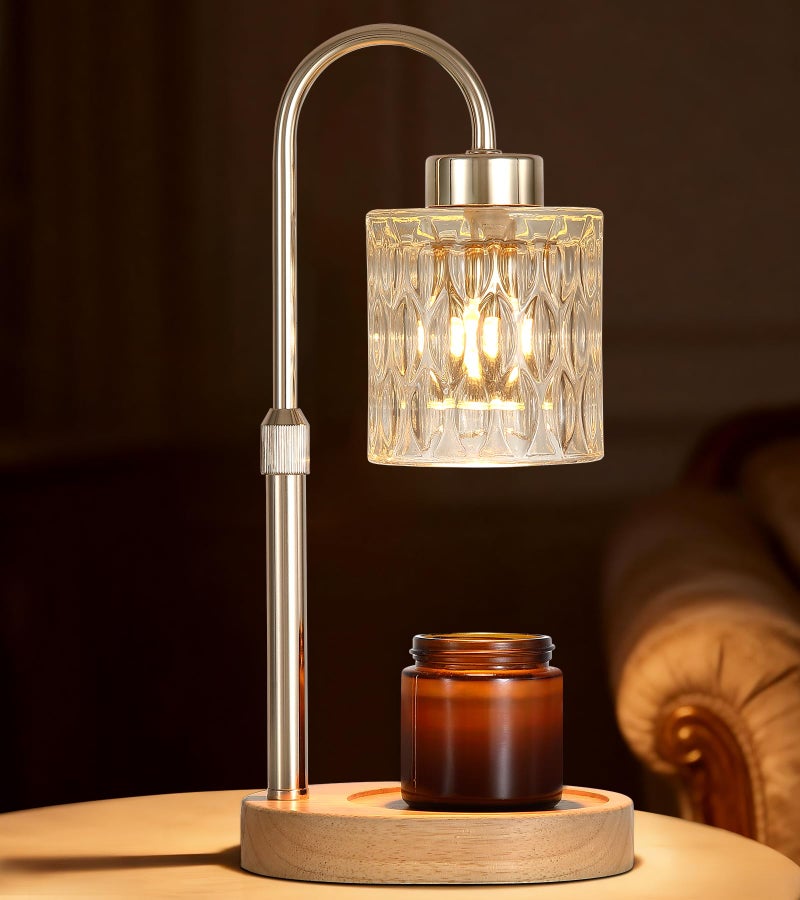 MEIXISUE Gold Candle Warmer Lamp with Dimmer and Timer,Home Decor Lamp for Scented Jar,Electric Wax Melt Warmer,Mother's Day/Birthday/Christmas Gifts for Mom/Wife,Adjustable Height,with 2 Bulbs - Image 1