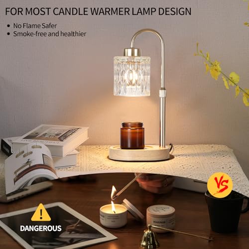 MEIXISUE Gold Candle Warmer Lamp with Dimmer and Timer,Home Decor Lamp for Scented Jar,Electric Wax Melt Warmer,Mother's Day/Birthday/Christmas Gifts for Mom/Wife,Adjustable Height,with 2 Bulbs - Image 4