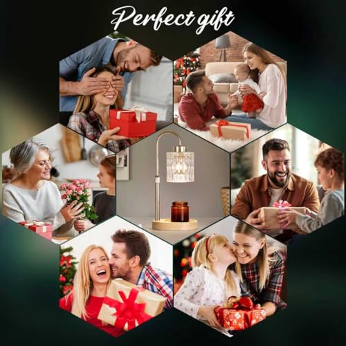 MEIXISUE Gold Candle Warmer Lamp with Dimmer and Timer,Home Decor Lamp for Scented Jar,Electric Wax Melt Warmer,Mother's Day/Birthday/Christmas Gifts for Mom/Wife,Adjustable Height,with 2 Bulbs - Image 2