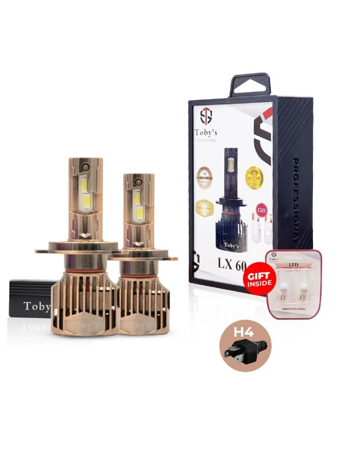 توبيز LX 60 قطعتين من مصابيح LED الأصلية للسيارة، 60 وات/القطعة، قوة 6000 لومن/القطعة، درجة حرارة اللون 6500 كلفن - H4 - Image 1