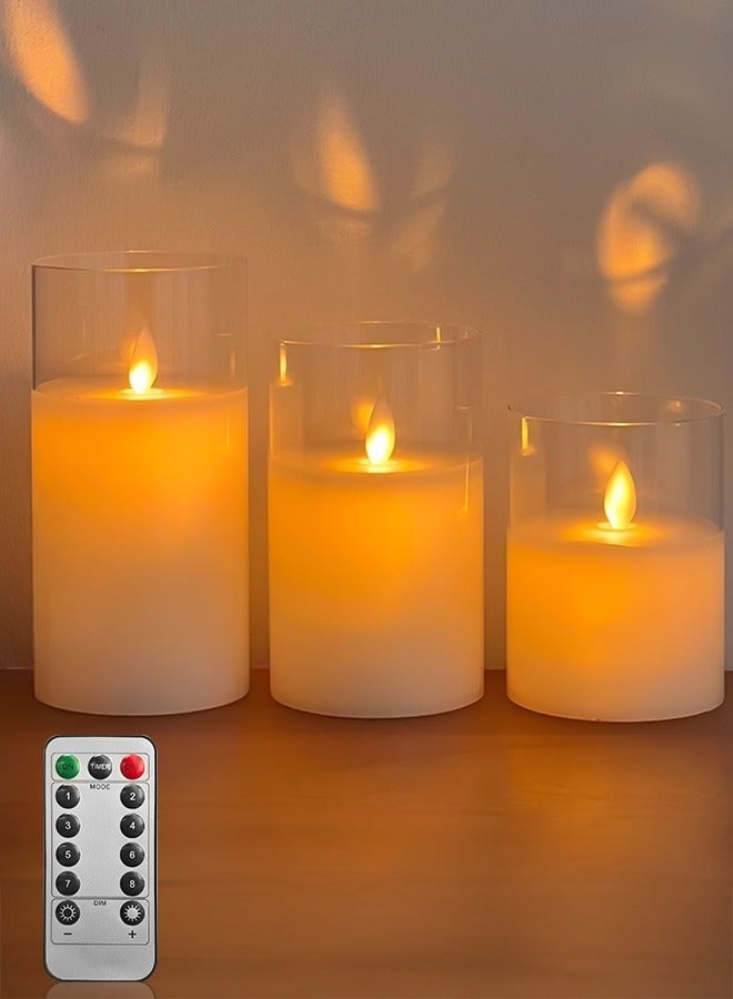 Bukela 3-Pack Diwali Flameless LED Candles with Timer,Flickering Flameless Candles for Romantic Ambiance and Christmas Decorations Stable Acrylic Shell,Battery Operated - Image 1