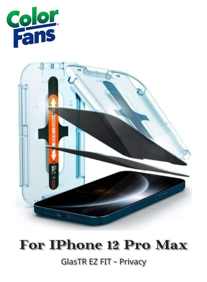 كولور فانس واقي شاشة زجاجي مقوى GlasTR EZ FIT Privacy لهاتف آيفون 12 برو ماكس - عبوة من 2 - Image 1
