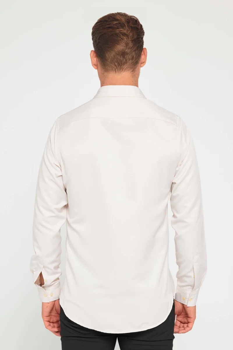 Tudors Slim Fit Long Sleeve Easy Iron Sweat Absorbent Breathable Texture Tie Four Seasons Stone Color Men's Shirt