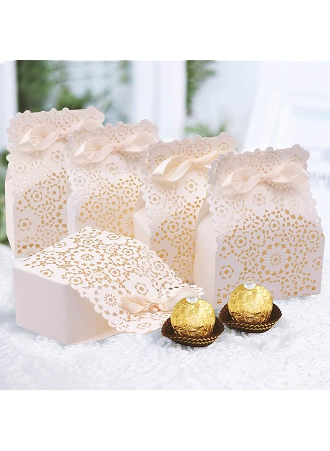 Party Favor Box, Floral Favor Boxes, 50PCS Mini White Paper Laser Cut Gift Candy Box, Wedding European Hollow Candy Box for Wedding Bridal Shower Baby Birthday Party