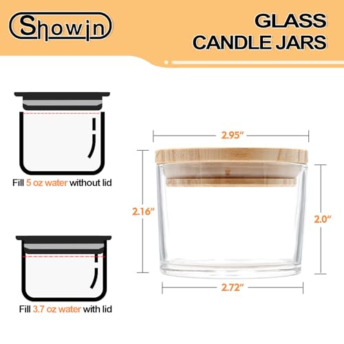 SHOWIN Thick Candle Jars for Making Candles 16 Pcs, 4 OZ Empty Jars with Wood Lids for Candle Making, Sample Container - Dishwasher Safe,Clear - Image 4