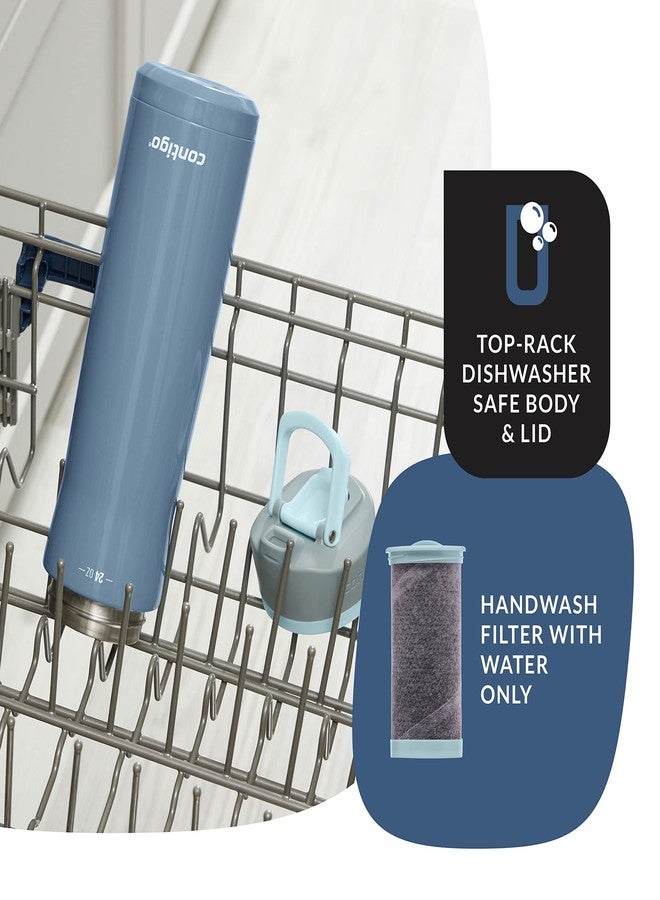 Contigo Clybourn Chill Freeflow Filtration Stainless Steel Water Bottle with Spill-Proof Lid, 24oz Filtered Water Bottle with Carbon Fiber Filter, Lasts up to 6 Months, Dark Ice - Image 5