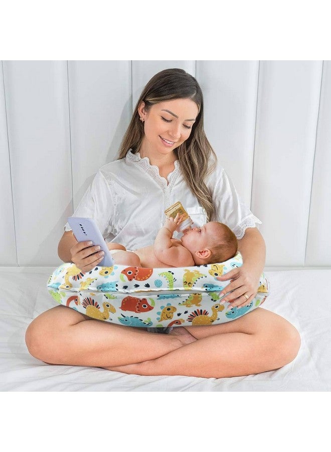 Kradyl Kroft 5In1 Baby Feeding Pillow With 100% Cotton Detachable Cover | With Belt And Baby Hoop | Breastfeeding Pillow | Nursing Pillow (Cute Dinos) - Image 2