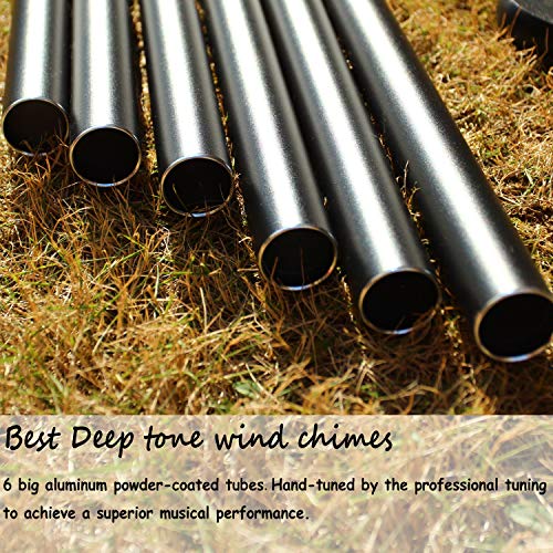 Loving Basso Metal Wind Chimes Outdoor Large Deep Tone,45In Large Outdoor Chimes Deep Tone Tuned Relaxing Melody,Sympathy Deep Sound Windchimes With A Card For Mother Father Family,Matte Black - Image 3