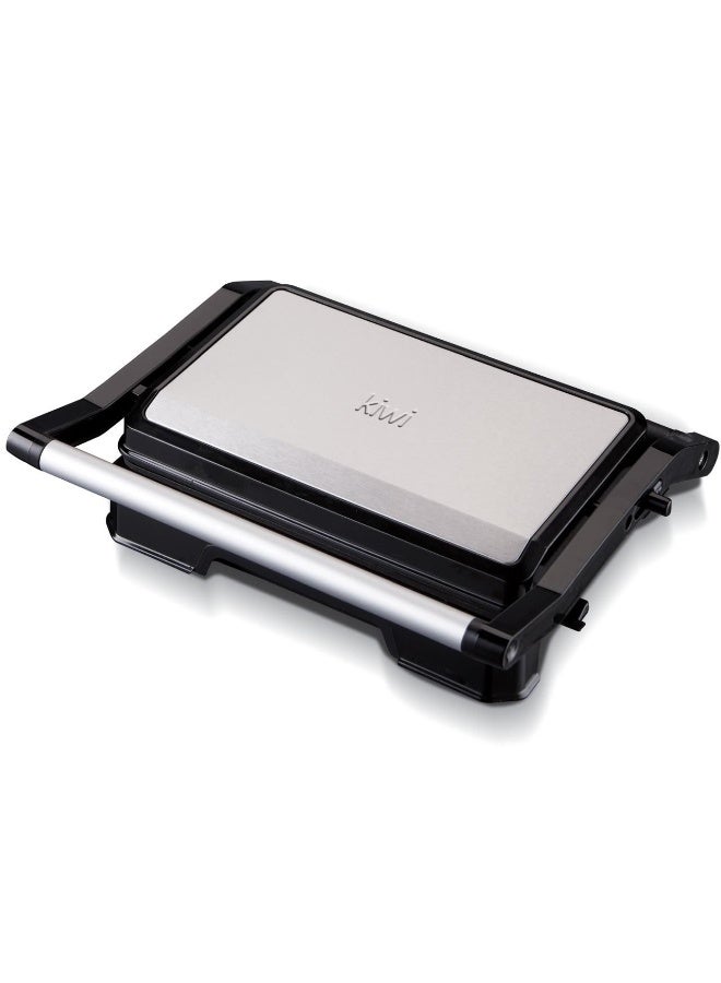 Kiwi Turkish-made 850W electric grill with non-stick plates for grilling meat, chicken, and sandwiches. Adjustable angle 90-180 degrees. Lock and overheat protection. Healthy and fast cooking. KSM-2444 (Advanced Turkish Technology) - Black - Image 2