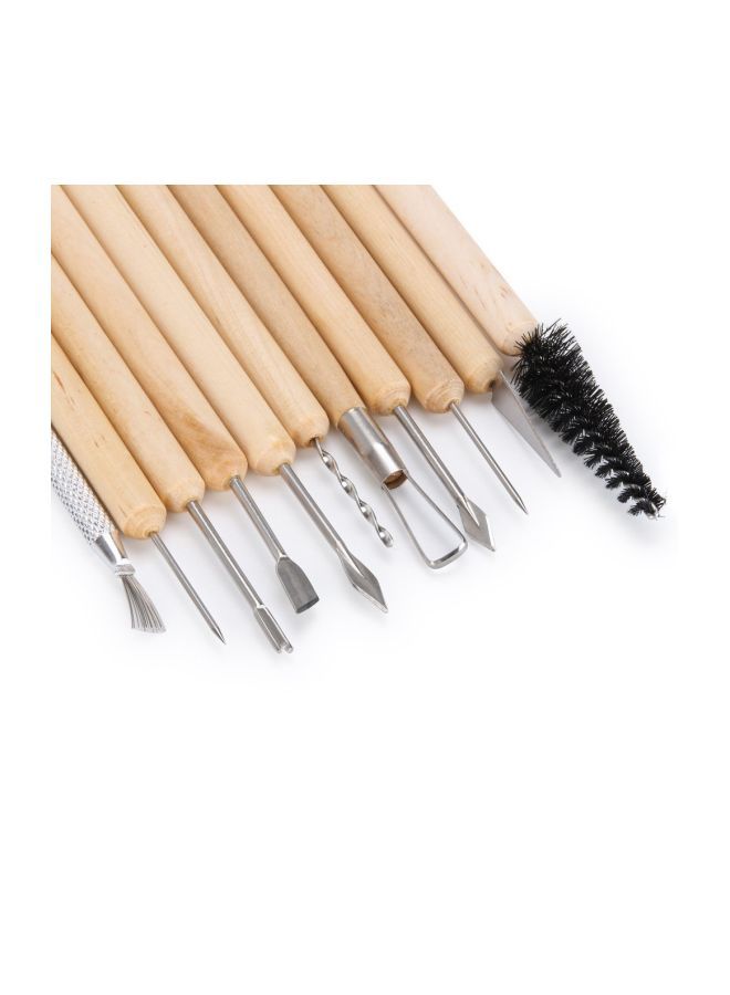 NIBEMINENT 11-Piece Wooden Handle Pottery Tool Kit FS2-17 - Image 2