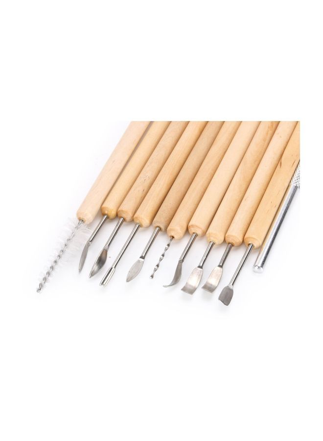 NIBEMINENT 11-Piece Wooden Handle Pottery Tool Kit FS2-17 - Image 3