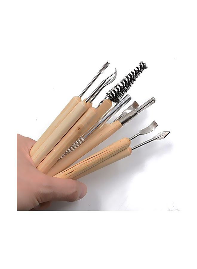 NIBEMINENT 11-Piece Wooden Handle Pottery Tool Kit FS2-17 - Image 5