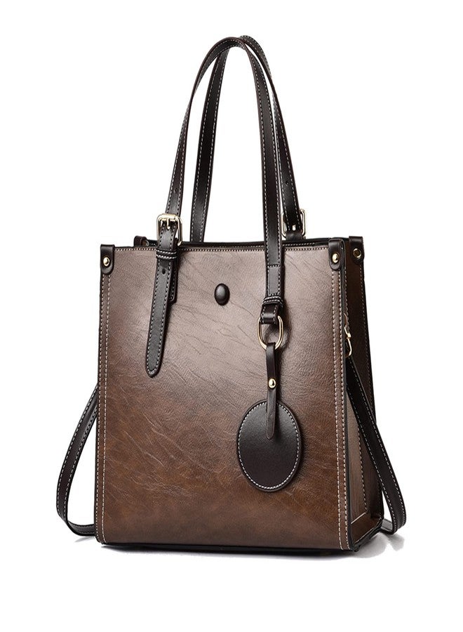FANDARE Women Handbag Tote Top Handle PU Leather Shoulder Satchel With Adjustable Strap Crossbody Messenger for Work Travel Office Party Shopping Brown - Image 1