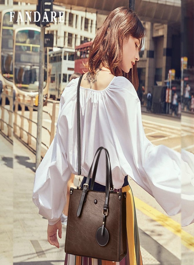 FANDARE Women Handbag Tote Top Handle PU Leather Shoulder Satchel With Adjustable Strap Crossbody Messenger for Work Travel Office Party Shopping Brown - Image 2