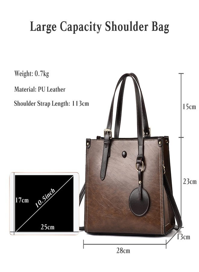 FANDARE Women Handbag Tote Top Handle PU Leather Shoulder Satchel With Adjustable Strap Crossbody Messenger for Work Travel Office Party Shopping Brown - Image 3