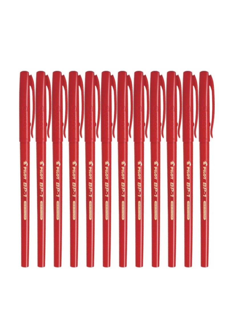 PILOT قلم حبر جاف متوسط الرأس أحمر اللون مكون من 12 قطعة - Image 1