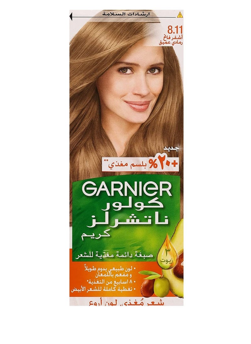 Garnier Color Naturals 8.11 Deep Ashy Light Blonde Hair Color 112ml  - Image 1